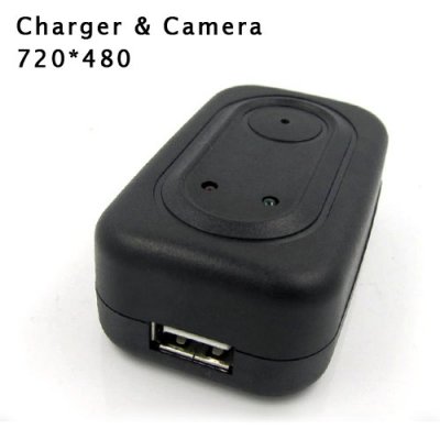 Mini Adaptor Charger Spy Camera DVR with 720X480 Hidden Camera and 4G Memory