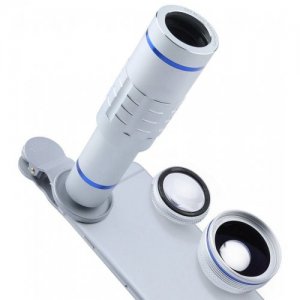 Telephoto 18 Silver Times Telescope 0.45 HD Wide-angle Macro Cell Phone Camera - SILVER