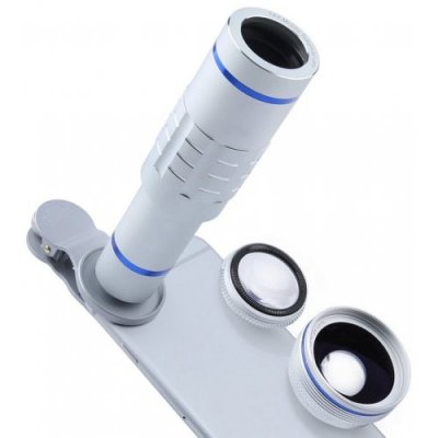 Telephoto 18 Silver Times Telescope 0.45 HD Wide-angle Macro Cell Phone Camera - SILVER