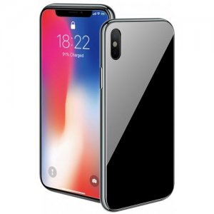 360 Magnetic Metal Bumper Tempered Glass Case For iPhone X - BLACK