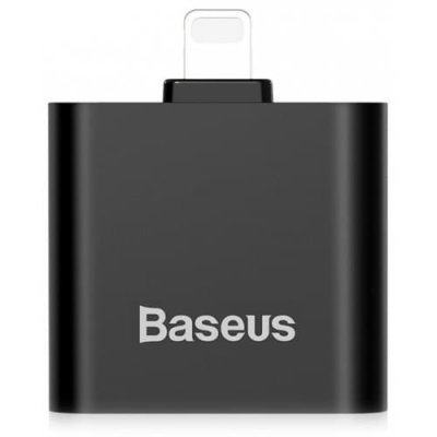 Baseus L39 Dual 8 Pin Audio Adapter for iPhone 12 - 12 Pro Max - BLACK