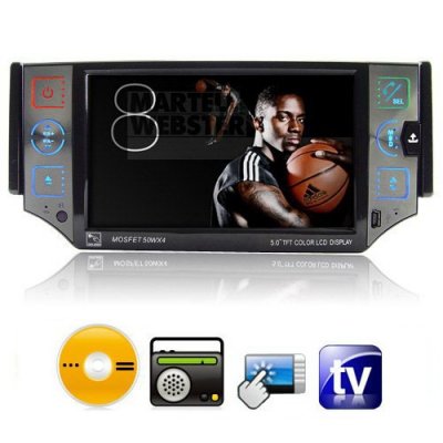 5.0 Inch TFT Touch Screen Car DVD Player with TV + FM Function