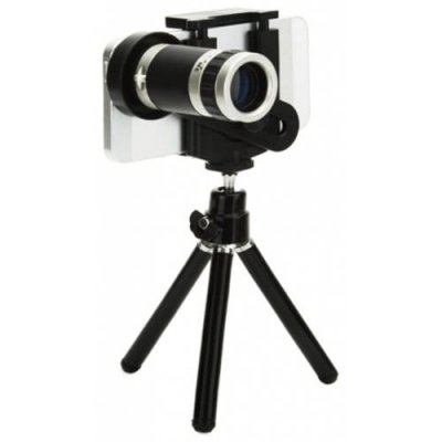 Wireless Bluetooth Universal 8x Optical Zoom Telescope Camera Lens with Tripod - BLACK