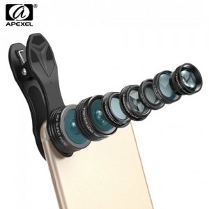 Apexel APL - DG7 7 in 1 Clip External Phone Camera Lens Kit - BLACK