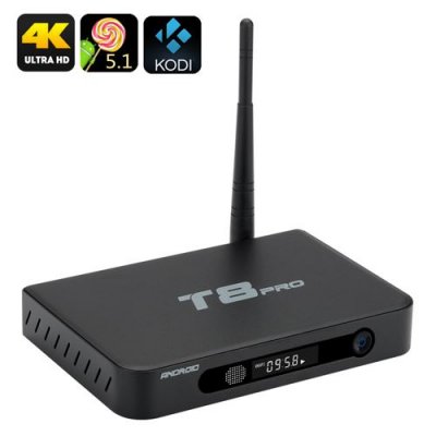 T8 Pro Android TV Box - Amlogic S812 Quad Core CPU, Android 11.0, Kodi, 4K, H.265, 2GB RAM, Airplay, DLNA, Miracast (Black)