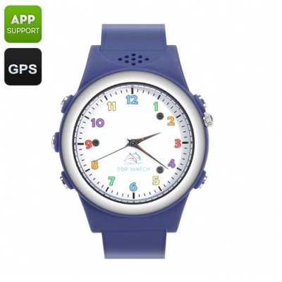 Kids Watch Phone With GPS Tracker - SOS, Digital Fence, Family Number, White List, Wireless Charging Station (Blue)