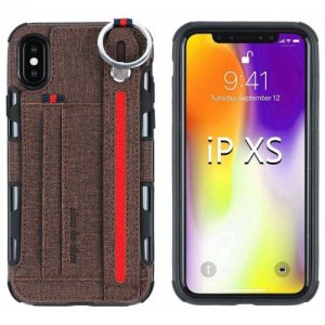 Stylish Phone Case with Waist Strap for iPhone XS - BROWN
