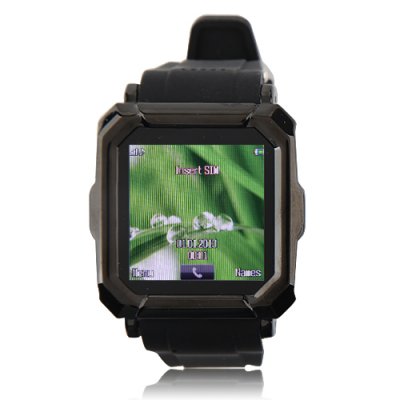i900 Watch Phone Single SiM Card Camera Bluetooth FM Anti-lost Alarm 1.54 Inch Touch Screen - Black