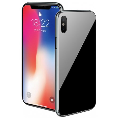 360 Magnetic Metal Bumper Tempered Glass Case For iPhone X - BLACK