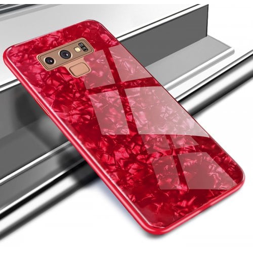 Glass Shell Mobile Phone Case for Samsung Galaxy Note 9 - RED