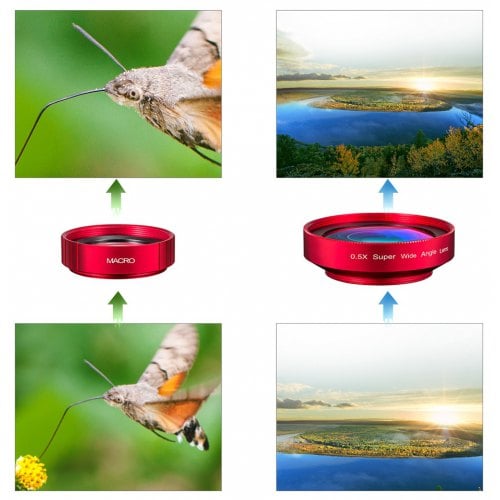 Macro Lens Camera Lens Long Clip 15X Macro 0.5X Wide Angle Lens Cell
