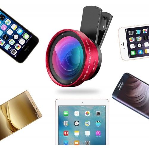 Macro Lens Camera Lens Long Clip 15X Macro 0.5X Wide Angle Lens Cell