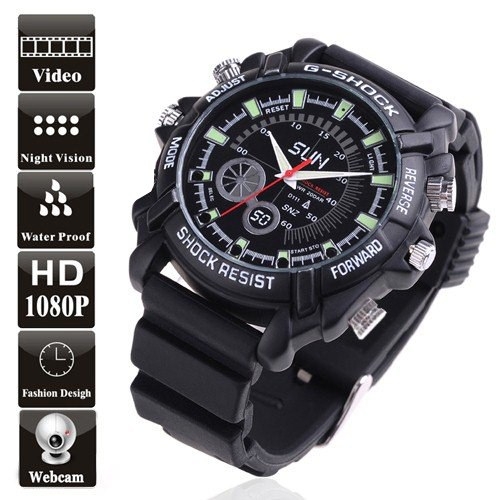 8GB Waterproof 1080P IR Spy Watch DVR with Rubber Bracelet Support Night Vision
