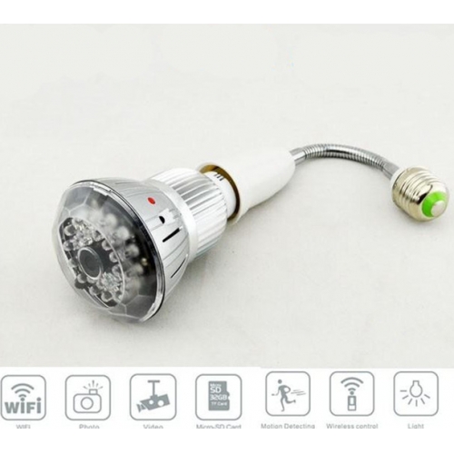 1080P H.264 Wifi IR E27 Bulb CCTV Camera DVR for PC Android iOS Monitoring