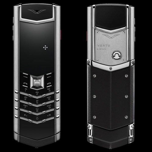 Vertu Signature Stainless Steel Black Leather luxury Phone - Click Image to Close