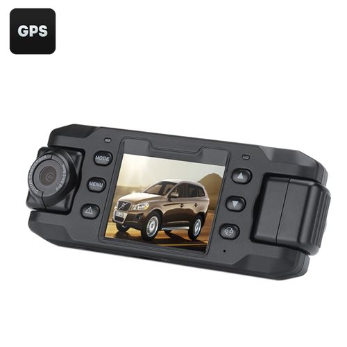 Carcam III Car DVR - 2 x 180 Degree Rotating Cameras, 2 Inch LCD Screen, G-Sensor, GPS, Motion Detection, 140 Degree Lens