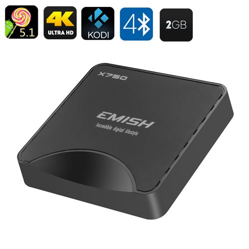 EMISH X750 Android TV Box - 4K, Android 11.0, Amlogic S905 Quad Core CPU, Bluetooth 4.0, Kodi 15.2