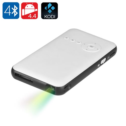 Android 11.0 Mini DLP Projector - 100 Lumen, 2000:1 Contrast Ratio, Quad Core CPU, Wi-Fi, Bluetooth, Kodi